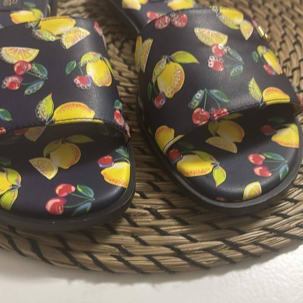 Michael Kors Black Slides with Lemon and Cherry Print - Picture 7 of 7